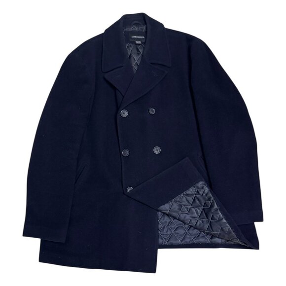 LONDON FOG Wool Blue Luxury Designer Lined Business Casual Winter Coat Mens 2XL - Picture 1 of 6